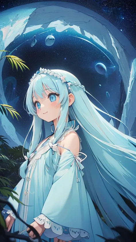 ​masterpiece, best quality, extremely detailed, (illustration, official art:1.1), 1 girl ,(((( light blue long hair)))), ,(((( light blue long hair)))),light blue hair,loli, long hair ((blush)) , cute face, big eyes, masterpiece, best quality,(((((a very d...