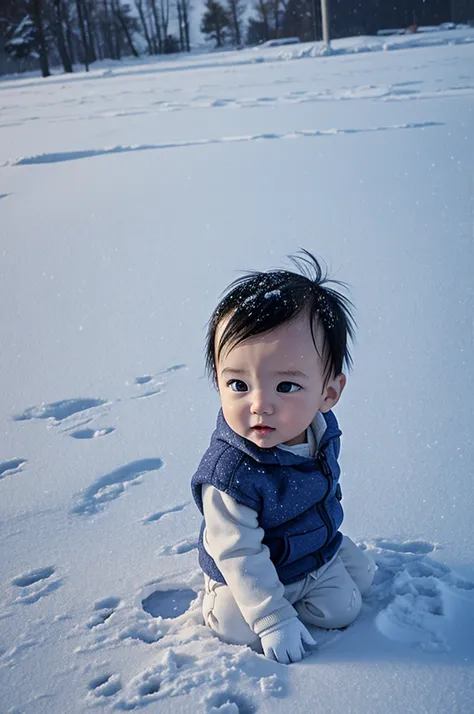 2D anime baby abandoned in a snowstorm 