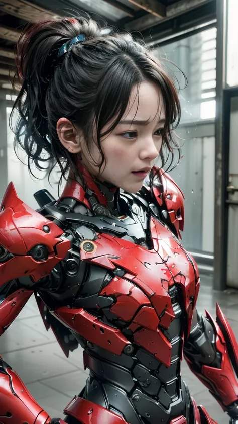 rough skin, very detailed, advanced details, high quality, 最high quality, high resolution, 1080p 、、red armor、wearing red and bla...