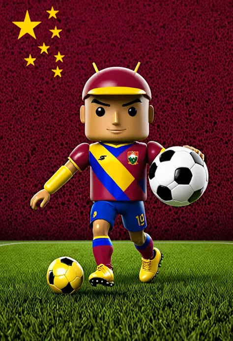 create an android from Venezuela with a soccer theme, in burgundy color