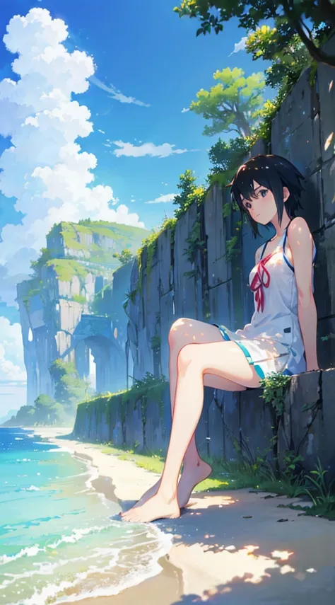 Summer, Makoto Shinkai&#39;s concept art, tumblr, magic realism, beautiful anime scenes, beautiful skies. by makoto shinkai, ( ( makoto shinkai ) ), anime background art, anime backgrounds, Makoto Shinkai&#39;s style, anime movie backgrounds, galaxy expres...