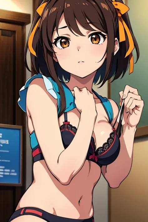 Suzumiya haruhi、short hair、bra