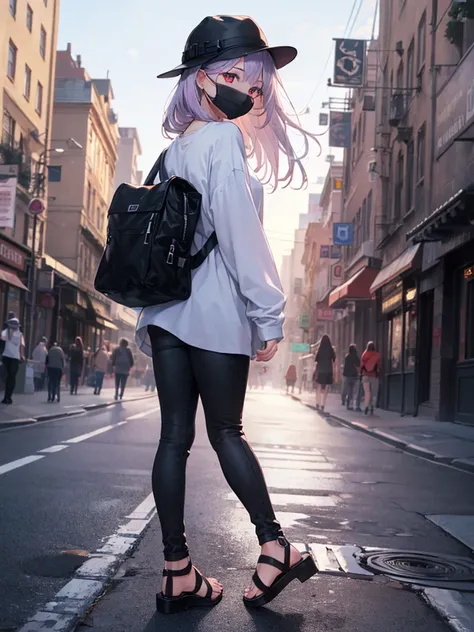 Realistic,highest quality, Ultra Detail, High-quality CG rendering, The most delicate and beautiful, Floating softly, High resolution, (1 girl), (Highest quality,4K,8K,masterpiece:1.2), Light purple hair,Long Hair,Red eyes,(white oversized long sleeve t-sh...