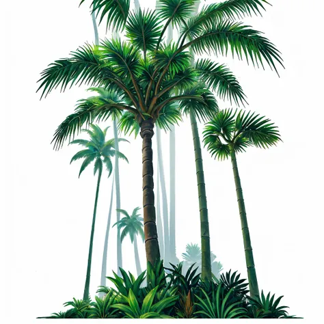 a cartoon Palm tree with a green trunk and leaves, abstract tropical landscape, Background is jungle, Background Jungle, The background is a dense jungle, green Jungle Background, Jungle Background, Jungle as background, Jungle Background, Jungle Backgroun...