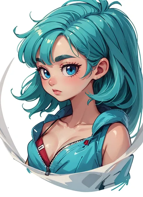 1girl, solo, (masterpiece), best quality, ultra-detailed, bulma, 1girl, solo, blue eyes, blue hair, aqua hair, long hair, bangs,...