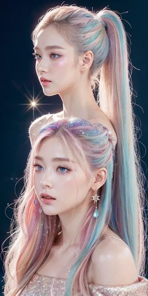 (Masterpiece), (Best Quality), (Super Detailed), (Dirty Hair), (Illustration), (1 Girl) (Long Pink Hair 1.5) (Blue Eyes) (Double Ponytail 2.0), ((((No Shoulders))),Hanfu, (Looking at the Audience, (Interview), (Simple Background), Beautiful and Delicate Ey...