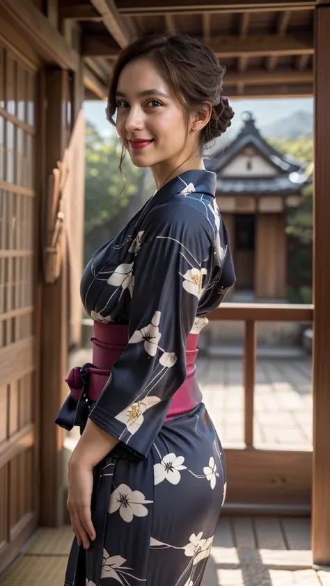 ((20 year old girl)), (Wearing a luxurious yukata, Jewelry: 1.4), ((Inside a Medieval Japanese Palace)), (at night), (((Huge breasts, cleveage))), (Hourglass figure), Lipstick, photoPractical, masterpiece, Practical, realism, photorealism, High contrast, p...