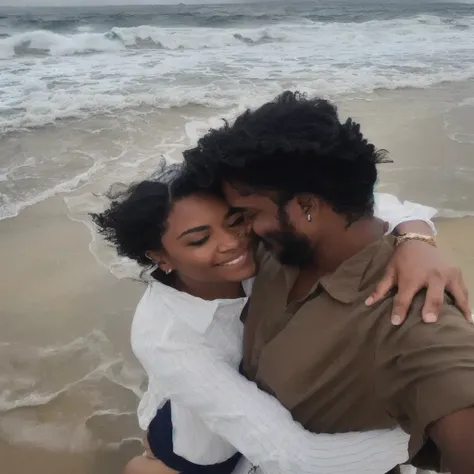 there is a man and woman hugging on the beach, lovely couple, at a beach, couple pose, in love selfie, eyes closed, in the beach, at the beach, on a beach, romantic couple, they are in love, posing on a beach with the ocean, beach pic, at the sea, hugged, ...