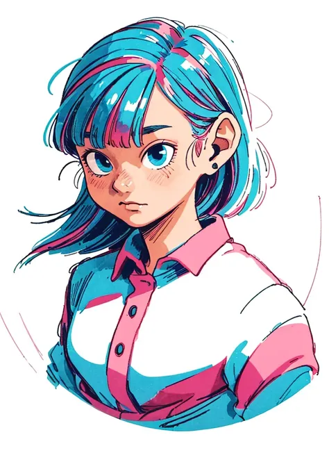 1girl, solo, (masterpiece), best quality, ultra-detailed, bulma, 1girl, solo, blue eyes, blue hair, aqua hair, long hair, bangs,...