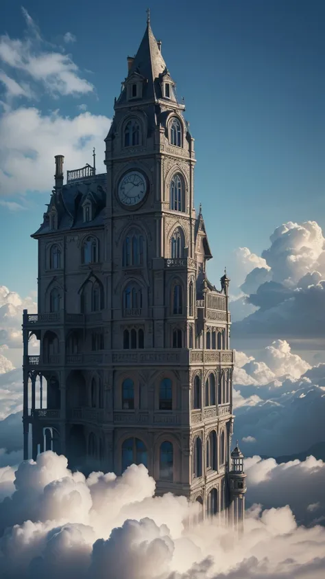 a surreal house without doors on a hill, roof made of clouds, silver fish in the windows, old clock in front, (best quality,4k,8k,highres,masterpiece:1.2),ultra-detailed,(realistic,photorealistic,photo-realistic:1.37),detailed landscape,cinematic lighting,...