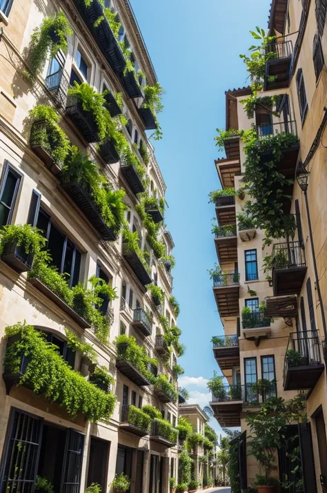 Building facades with plants and vines to climb
