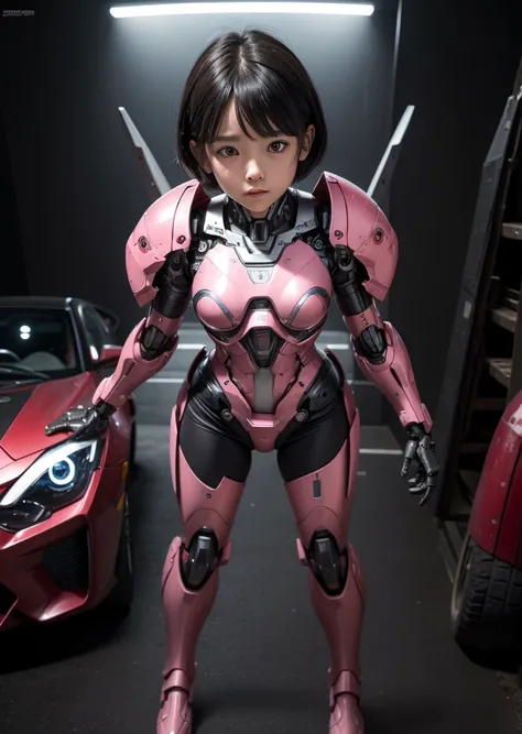 Textured skin, Super detailed, Attention to detail, high quality, 最high quality, High resolution, 1080P, hard disk, beautiful,(Terminator),beautifulサイボーグ女性,Pink Mecha Cyborg Girl,Battle Mode,Girl with a mechanical body,She is wearing a combat cyborg mech w...