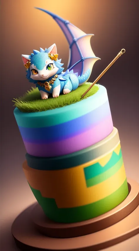 Gorgeous tiny hyperrealistic dragon with realistic eyes and bright different colors taking care of a necklace, Chibi, adorable and cute, logo design, cartoon, cinematic lighting effect, charming, 3D vector art, cute and quirky, fantasy art, bokeh, hand dra...