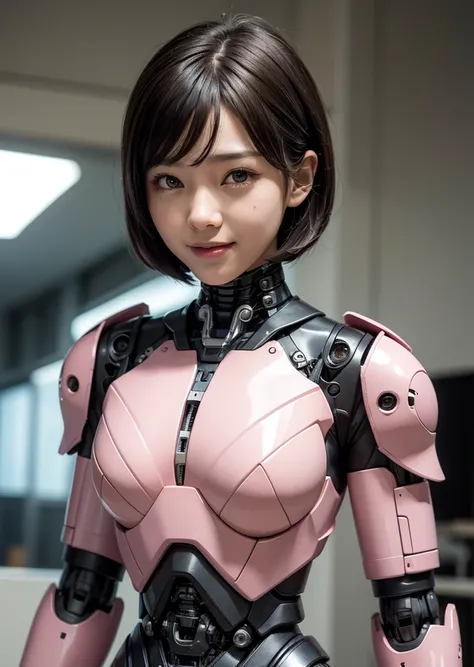 Textured skin, Super detailed, Attention to detail, high quality, 最high quality, High resolution, 1080P, hard disk, beautiful,(Terminator),beautifulサイボーグ女性,Pink Mecha Cyborg Girl,Battle Mode,Girl with a mechanical body,She is wearing a combat cyborg mech w...