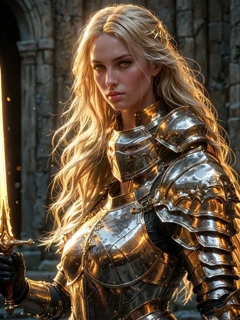 a blonde female paladin