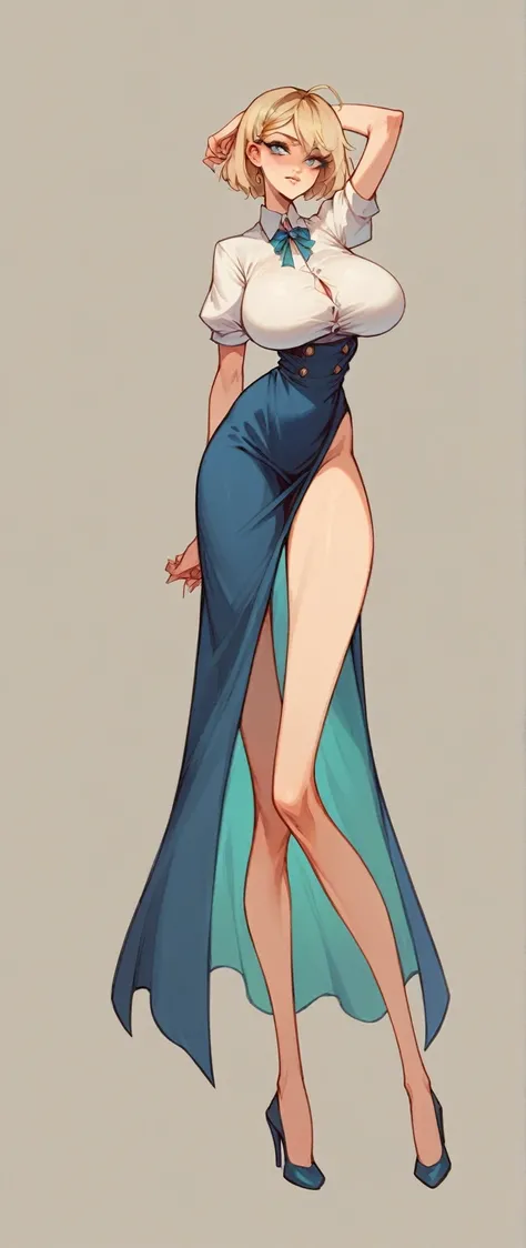 Gwen tennyson ( skinny thin long legs thin waist thin arms huge breasts) (2 d illustration)