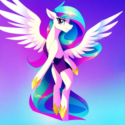 Draw a character in the style of My Little Pony so that he stands sideways and has a beautiful mane, I want him to be Pegasus . It is necessary that the mane be even and precise, and up to three colors. No background, just one pony 