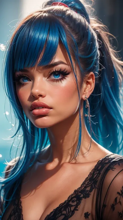 a girl standing, looking at the viewer, with messy hair, wearing fashionable clothes, (best quality,4k,8k,highres,masterpiece:1.2),ultra-detailed,(realistic,photorealistic,photo-realistic:1.37),floating,beautiful detailed eyes,beautiful detailed lips,extre...