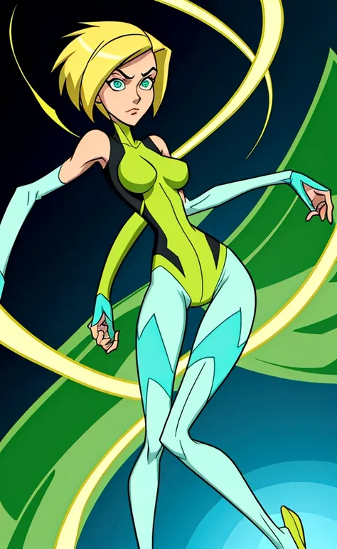 Gwen tennyson from Ben 10 ( skinny thin long legs thin waist thin arms huge breasts) (2 d illustration)