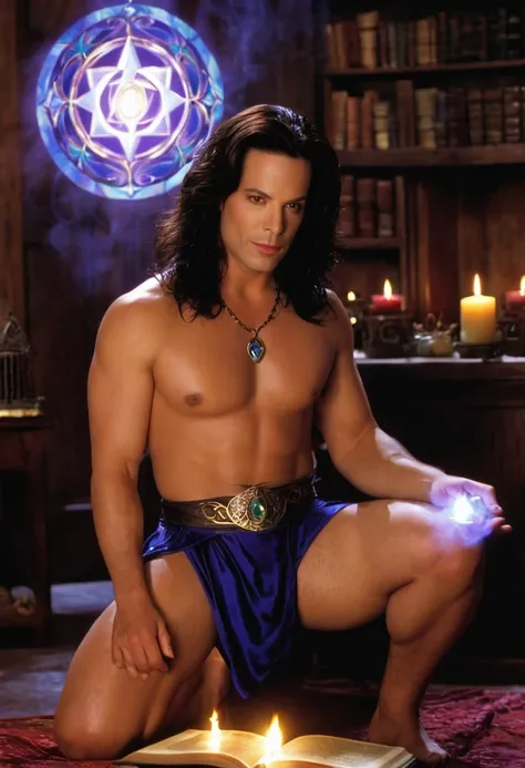 Next, on Charmed: A deliciously masculine gorgeous enormously endowed scantily clad Puerto Rican male witch is casting luminous opalescent spells from the Halliwell Book of Shadows. 