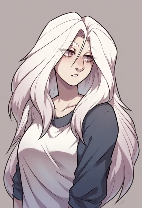 Big ，gentle，Big sister，OL，long hair，white hair，shirt