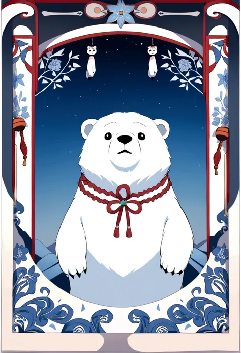 有一只戴着围巾的卡通Polar Bear, Screenshot inspired by Ma Yuanyu, Folk Art, Komono, Polar Bear, Son of Heaven, Chiba Yudai, Intermediate metaverse