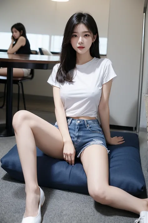 Beauty、cute、reality、good body shape、Usually exercise、Not revealingly dressed、Wear flat shoes、White T-shirt、fitted blue jeans、People from Taipei, Taiwan、Pure and elegant without being coquettish、White Moonlight、intimate、Kind、cafes