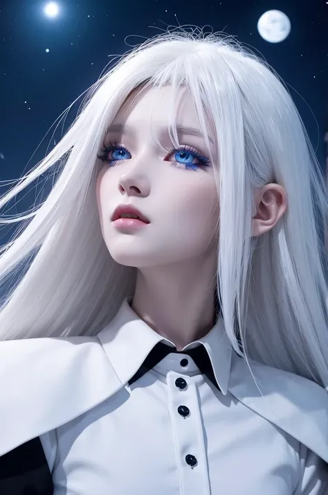 Animation Odd eyes Pure white hair Wolf hair Androgynous appearance Inspired by the night sky