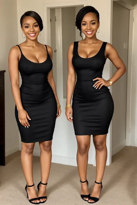 Very attractive 23 year old mixed race Zambia girl, light skinned, nice thighs, light skinned legs, bright smile, full lips, gorgeous body, short light black tight dress, full body, 