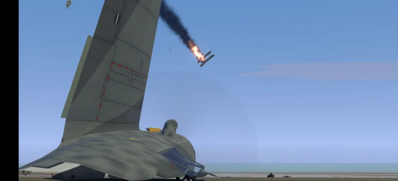 A sky full of warplane with explosion everywhere