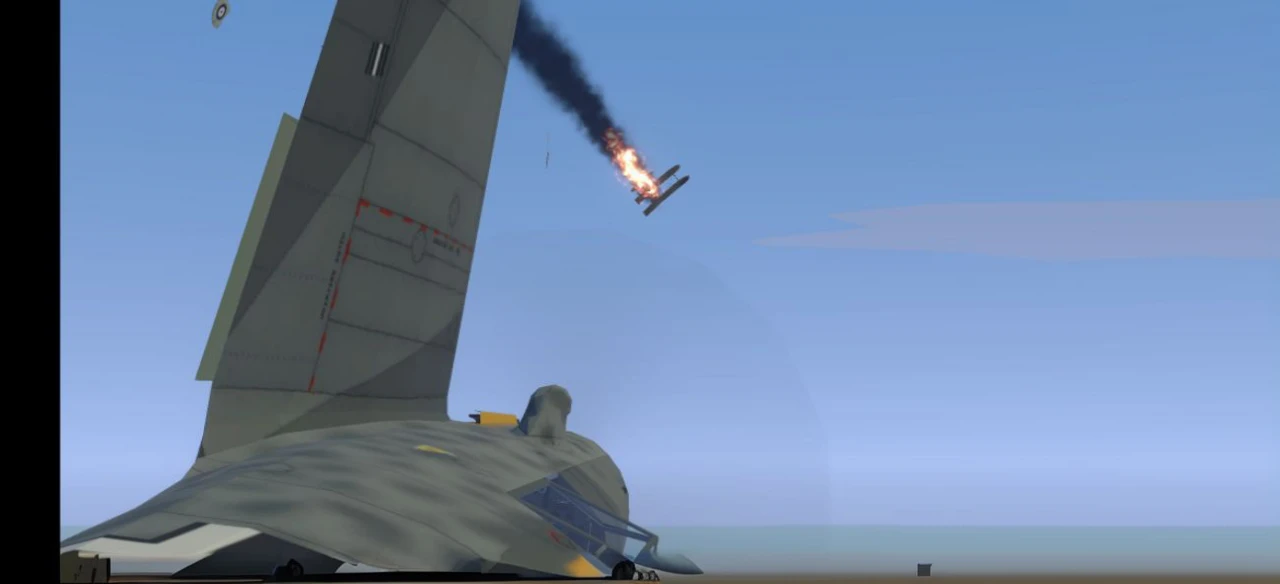 A sky full of warplane with explosion everywhere