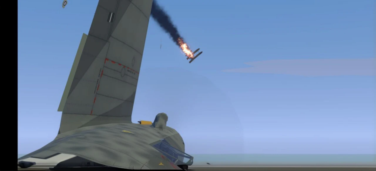 A sky full of warplane with explosion everywhere