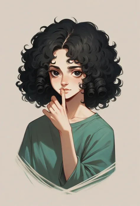 blythedoll,black hair,curly hair,fair skin,black eyes