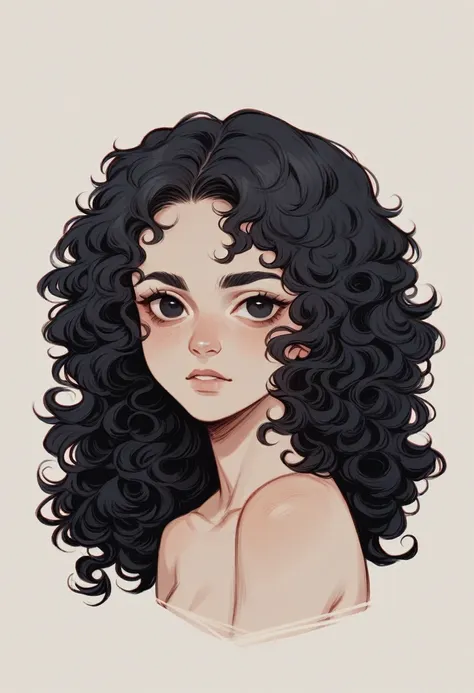 blythedoll,black hair,curly hair,fair skin,black eyes