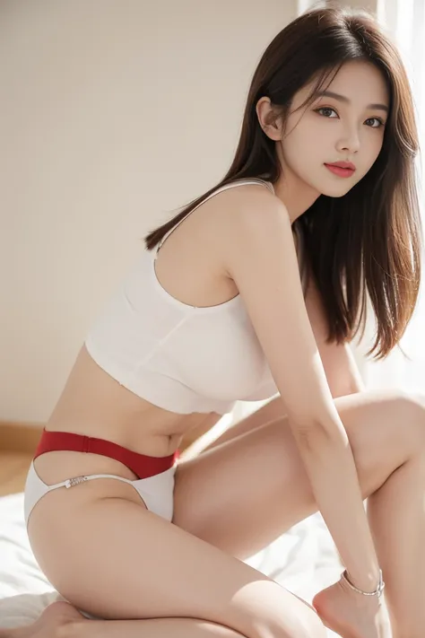 Highest quality, realistic, Excellent details, exquisite, high resolution, 8k wallpaper, 1 beautiful woman, full body, light brown messy hair. full picture: short, Low waisted micro denim skirt, dilapidated, gray, Wrinkles, There are scratches.., and tear....