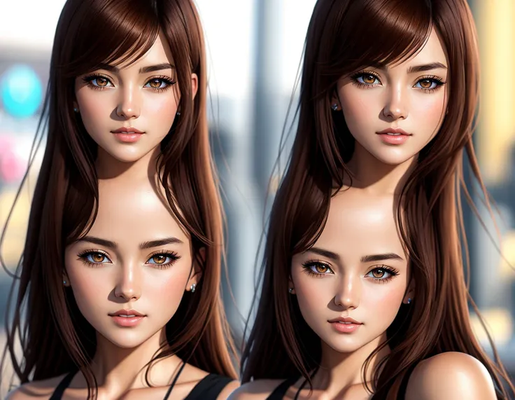 a close up of a woman with a black top and brown hair, kawaii realistic portrait, realistic anime 3 d style, smooth anime cg art, artwork in the style of guweiz, detailed portrait of anime girl, stunning anime face portrait, photorealistic anime girl rende...