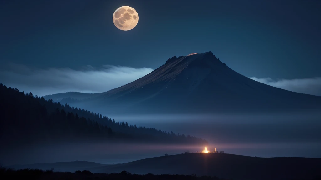 a dramatic lunar eclipse, a mysterious crescent moon in a starry night sky, moody atmospheric lighting, dark storm clouds, haunt...