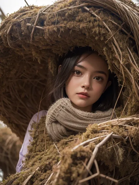 A girl caught in a spider nests