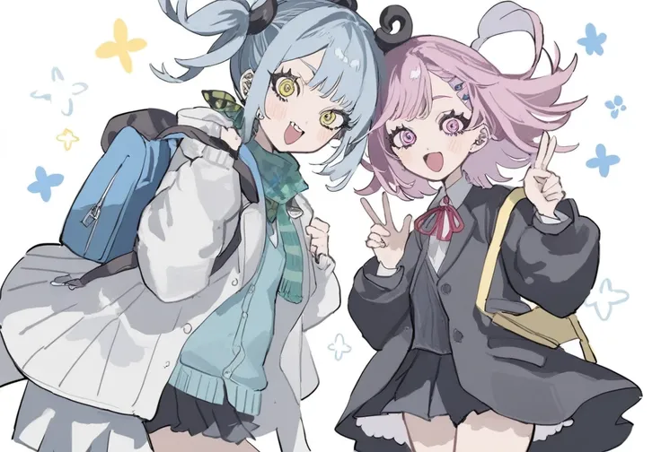 2 girls, school,style:inu totemo