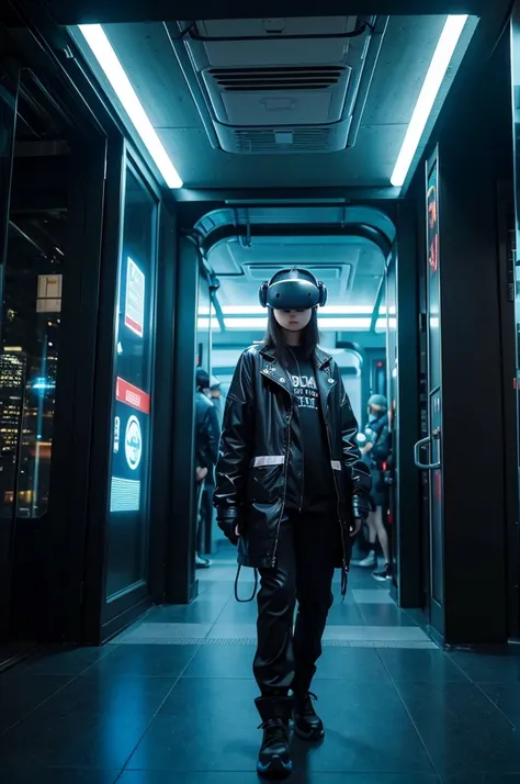 "Create an image depicting a futuristic city where virtual reality has become so advanced that it is indistinguishable from physical reality. Show people engaging in various activities, such as working, socializing, and exploring, all within the virtual en...