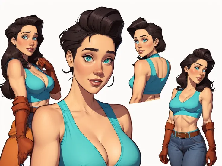 cartoon style:1.2), Brazilian cartoon image of a woman , sensual clothes , super cute girl, authoritarian would be facial expressioncartoon style illustration, Cartoon art style, Cartoon art style, digital illustration style, highly detailed character desi...