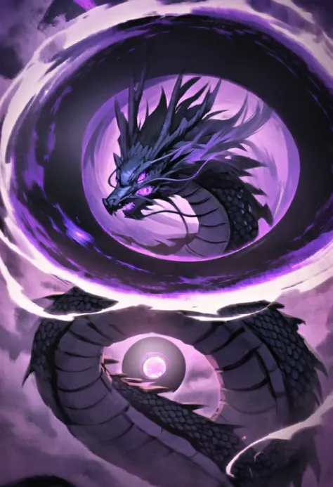  Dragon,black scalie,purple aura,Has the power of a black hole, skeb artwork