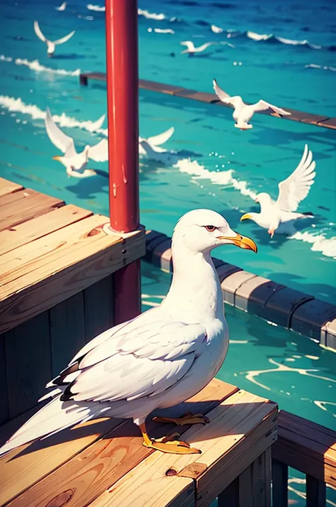 seagull sitting on the railing