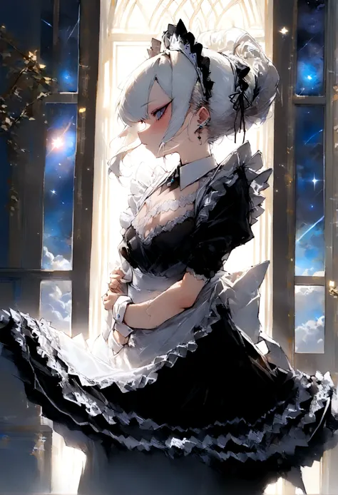 best quality, masterpiece, highres, solo, (kayoko_bluearchive:1.10), (maid:1.40), (long maid dress:1.15), 21 