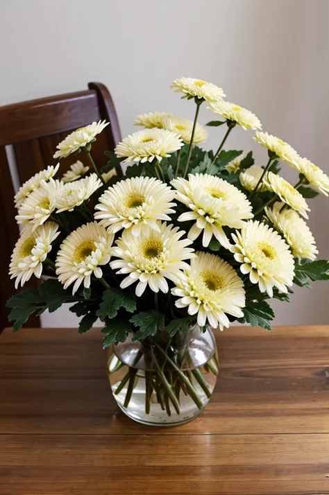 Chrysanthemums bouquet kept on a table