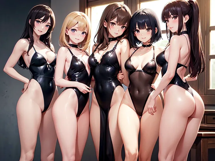 ((masterpiece, Highest quality, High resolution, 超High resolution, Pixel perfect, Written boundary depth, 4K, RTTX10.0, High resolution))), (4 adult women:1.3), Beautiful Anime Women, Beautiful art style, Anime characters, ((Long Hair, bangs, Dark brown ha...