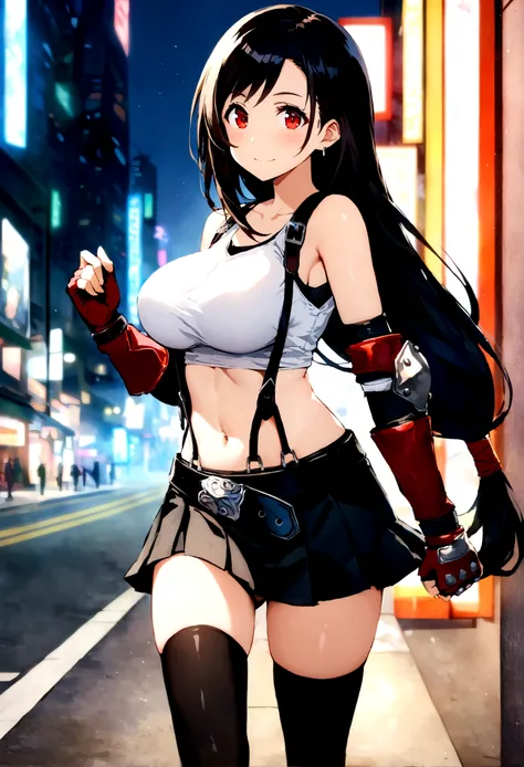 score_9, score_8_up, score_7_up,score_6, score_5,4k,BREAK , from side,from front,front view,,breast focus,standing,straight-on,running,(),(mediumshot),looking_at_viewer ,1girl, tifa lockhart, final fantasy, tareme,black hair, low-tied long hair, red eyes, ...