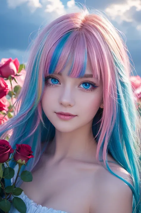 ((Highest quality, Tabletop)),  ((Style - Swirl Magic):0.75)
One Girl,(((masterpiece)))、((超detailedな、Highest quality、High resolution、Cinema Lighting))、whole body、From above、whole bodyショット (1 girl)(Rainbow Hair、Colorful Hair、Half Blue、Half pink hair:1.2)(Bo...