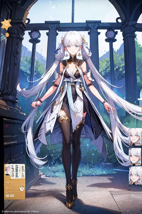 1girl, twintail, white hair, 