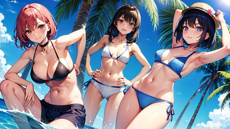 fine、tomboy、bikini、Swimwear、2 girls